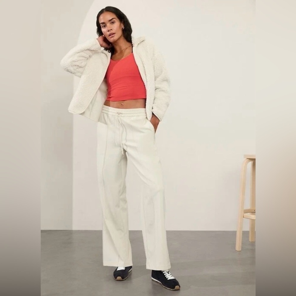 Athleta Wide Leg Drawstring Pants in Cream